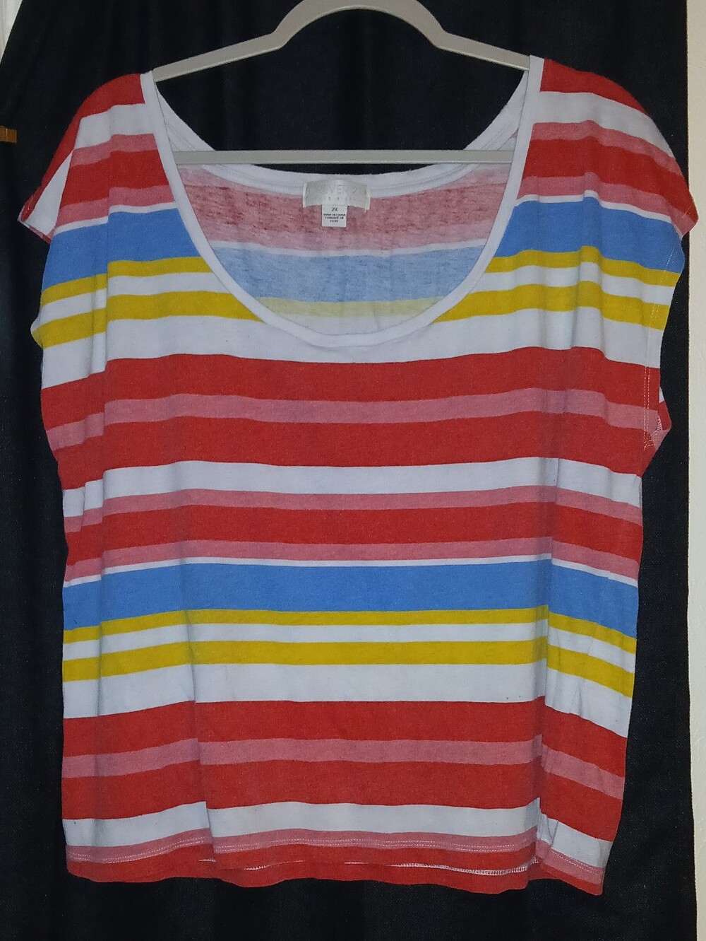 Forever 21 Plus Size Horizontal Striped Scoop Neck Top, Size 2XL Women's